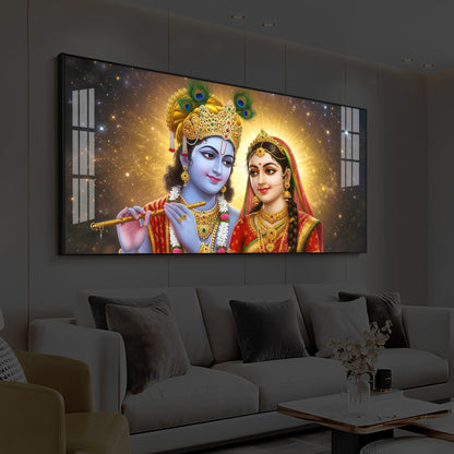 Shri Radha Krishn Modern Luxury Backlight Horizontal Wall Art