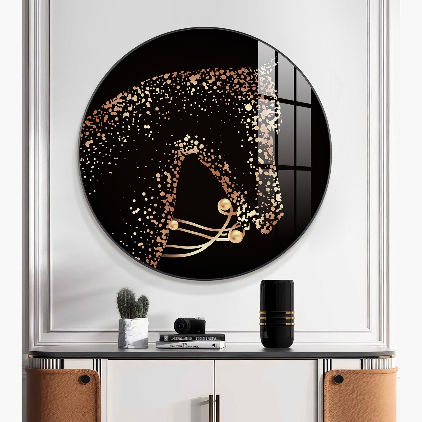 Golden Gallop Premium Acrylic Round Wall Art