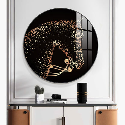 Golden Gallop Premium Acrylic Round Wall Art