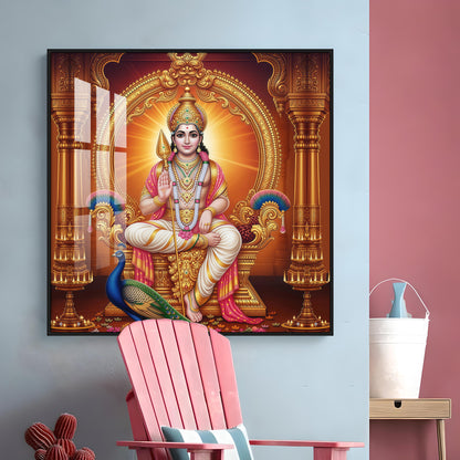 Lord Murugan and His Blessings Premium Acrylic Square Wall Art