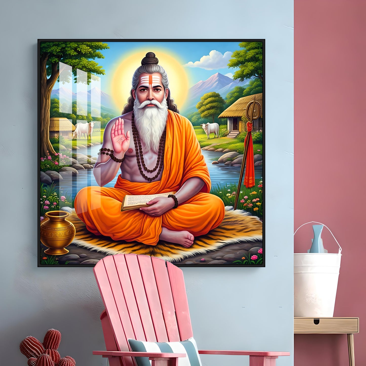 Veda Vyasa Maharshi Incarnation Premium Acrylic Square Wall Art