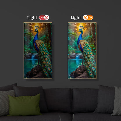 The Peacock Modern Luxury Backlight Vertical Wall Art