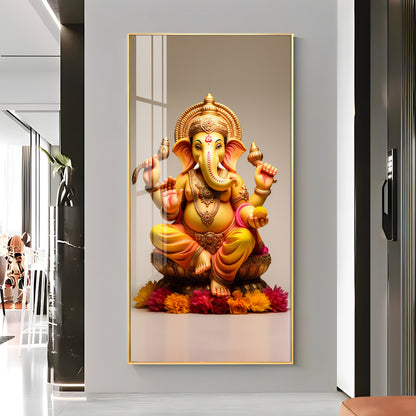 Lord Ganpati Premium Acrylic Vertical Wall Art