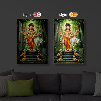 Jai Guru Dattatreya Modern Luxury Backlight Vertical Wall Art
