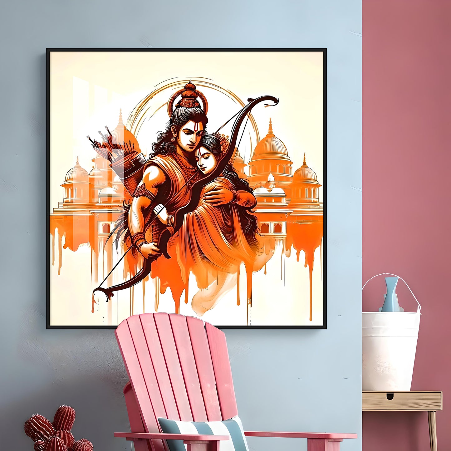 Journey Of Lord Ram and Sita Premium Acrylic Square Wall Art