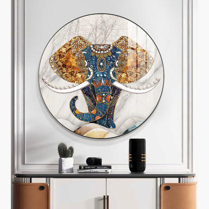 Majestic Elephant Premium Acrylic Round Wall Art