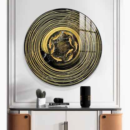 Koi In Spiral Premium Acrylic Round Wall Art