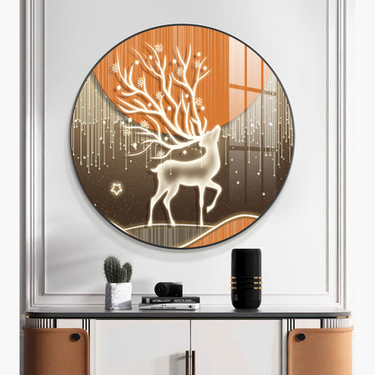 Luminious Deer Premium Acrylic Round Wall Art