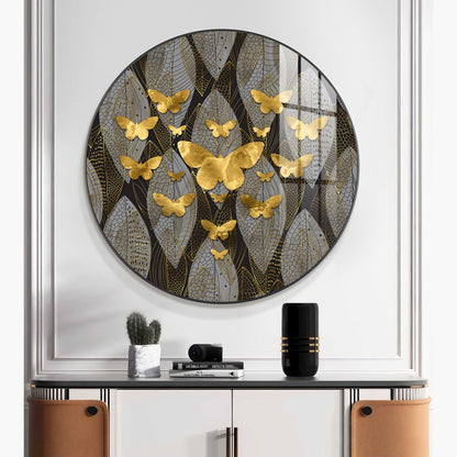 Golden Winged Premium Acrylic Round Wall Art
