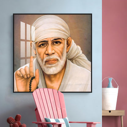 Om Sainath Premium Acrylic Square Wall Art