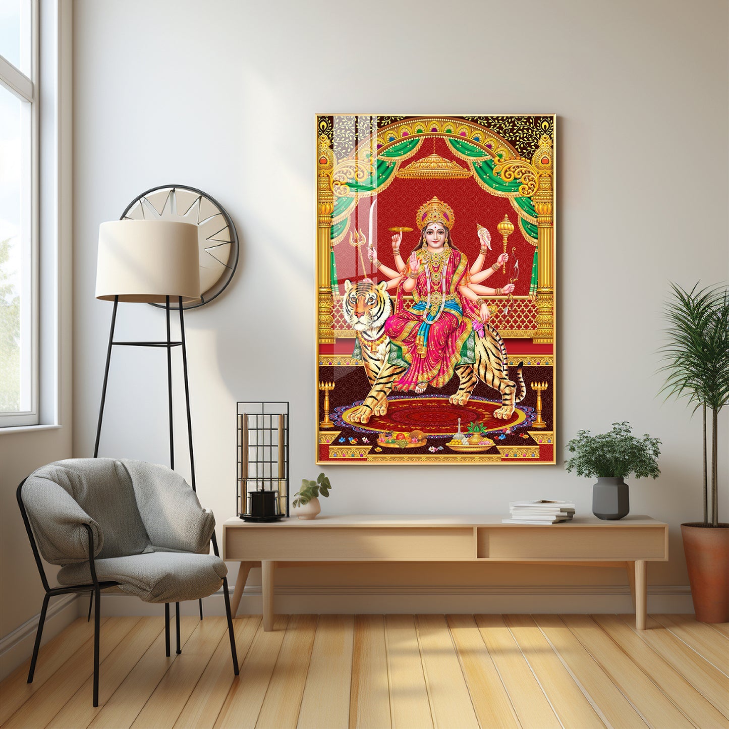 Divine Resonance Of Maa Durga Premium Acrylic Vertical Wall Art