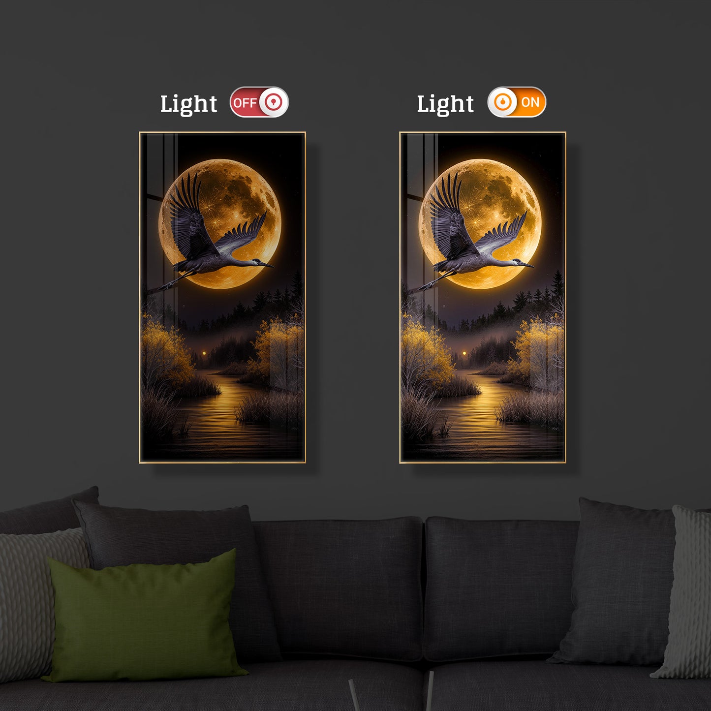 Regalia Bird Modern Luxury Backlight Vertical Wall Art