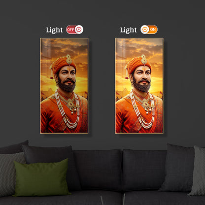 Chhatrapati Shivaji Maharaj Modern Luxury Backlight Vertical Wall Art