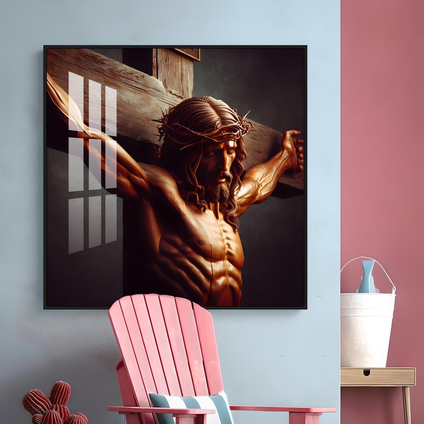 Christ on the Cross Premium Acrylic Square Wall Art