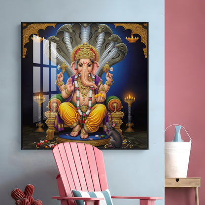 Jai Ganesha Ji Premium Acrylic Square Wall Art