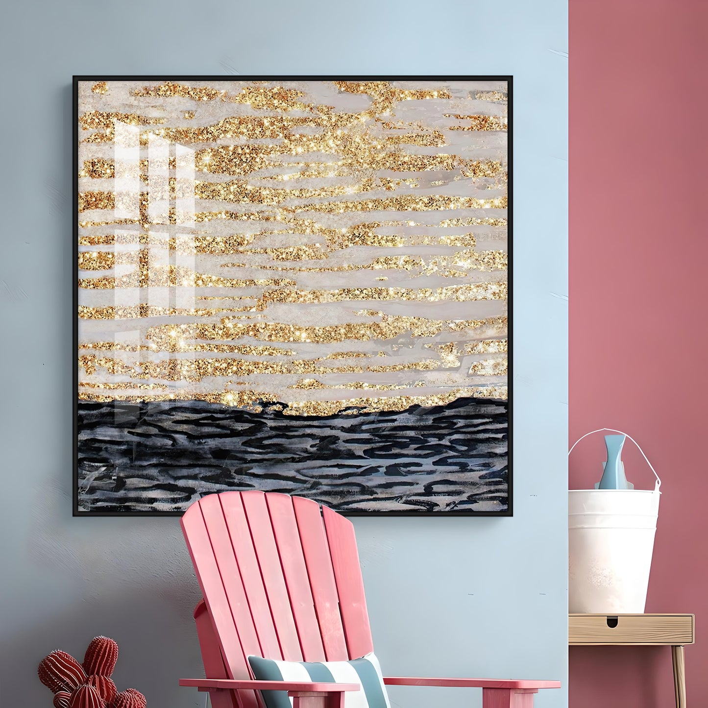 Golden Sea Premium Acrylic Square Wall Art