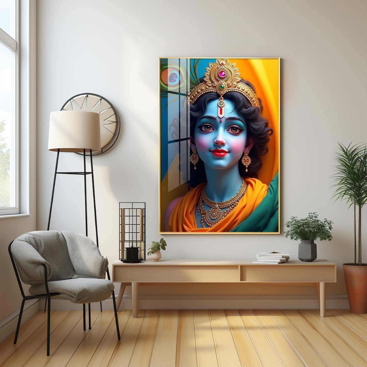 Krishna in Vivid Hues Premium Acrylic Wall Art