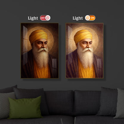 Guru Nanak Dev Ji Modern Luxury Backlight Vertical Wall Art