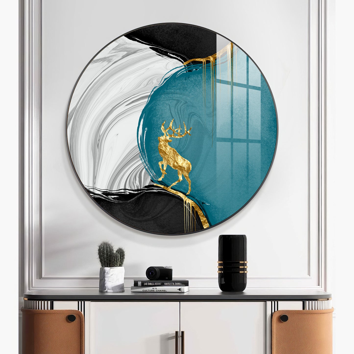 Chromatic Abstract Premium Acrylic Round Wall Art