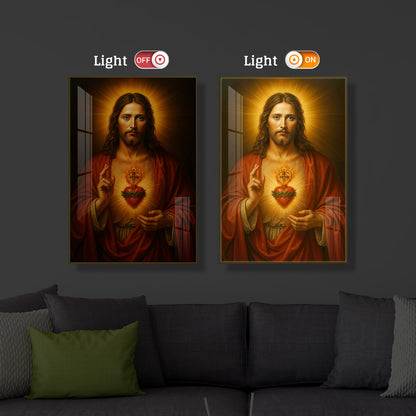 Heart Of Jesus Modern Luxury Backlight Vertical Wall Art