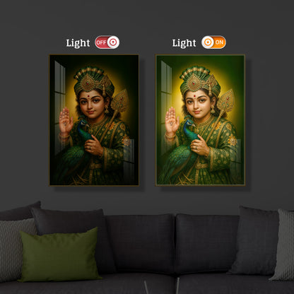 Divine Lord Murugan Modern Luxury Backlight Vertical Wall Art
