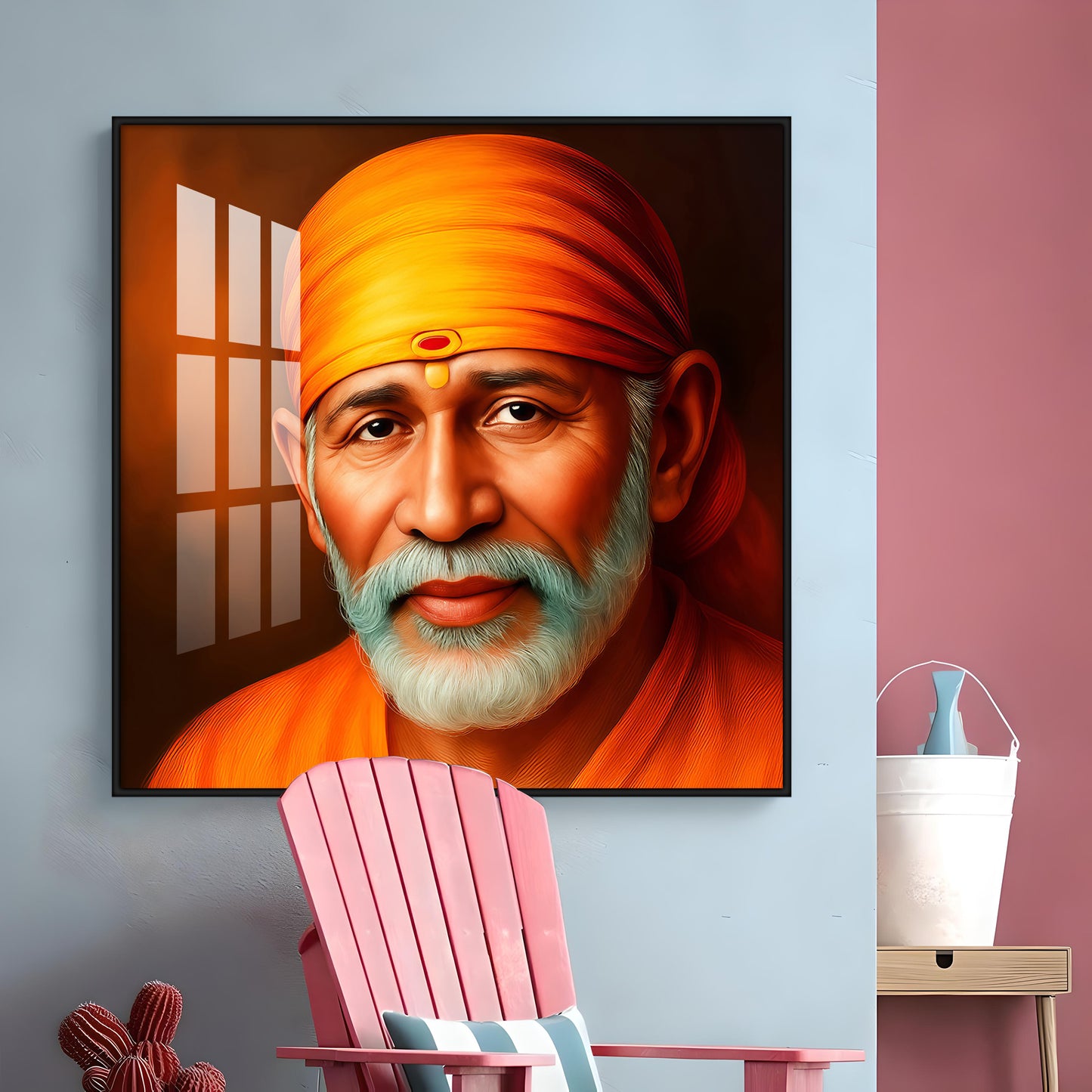 Shridi Sai Baba Premium Acrylic Square Wall Art