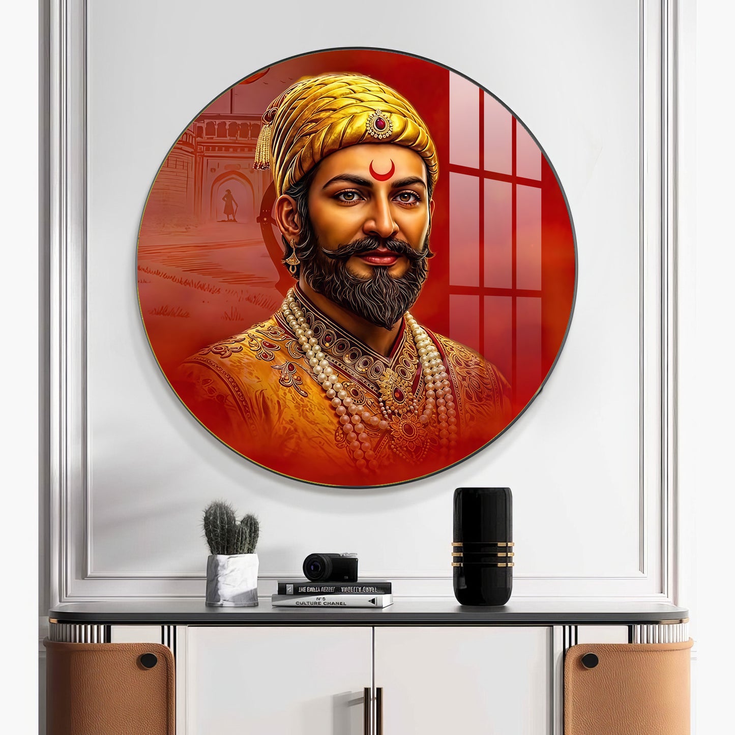 Shivaji Maharaj Premium Acrylic Round Wall Art