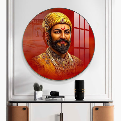 Shivaji Maharaj Premium Acrylic Round Wall Art