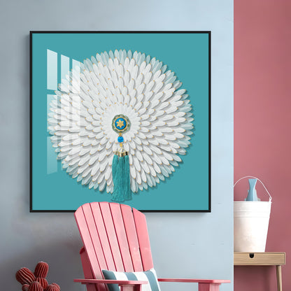 Lucky White Feathers Premium Acrylic Square Wall Art