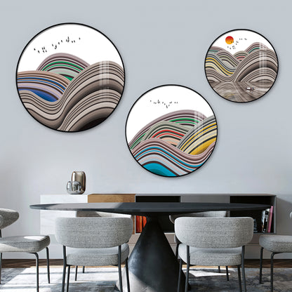 Flair Style Hills Premium Acrylic Round Wall Art (Set of 3)