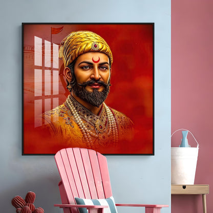 Shivaji Maharaj Ji Premium Acrylic Square Wall Art