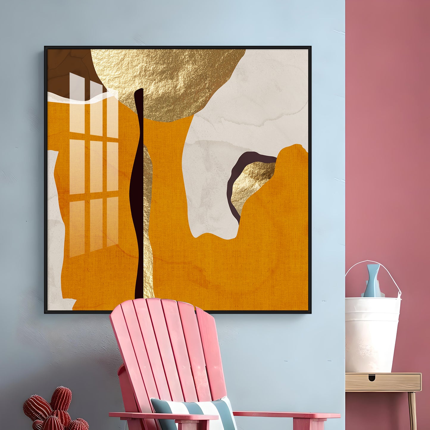 Modern Abstract Gold Luxury Interior Premium Acrylic Square Wall Art