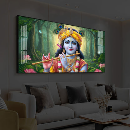 Shri Krishna Ji Modern Luxury Backlight Horizontal Wall Art