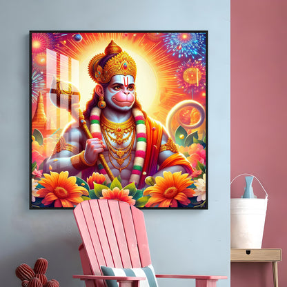 Jai Hanuman Premium Acrylic Square Wall Art