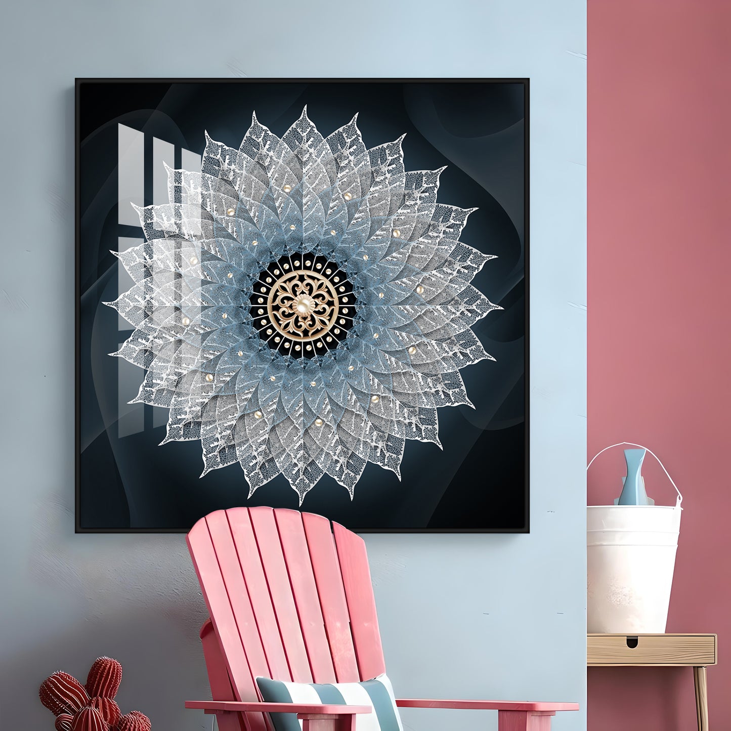 Crystal Flower Mandala Premium Acrylic Square Wall Art