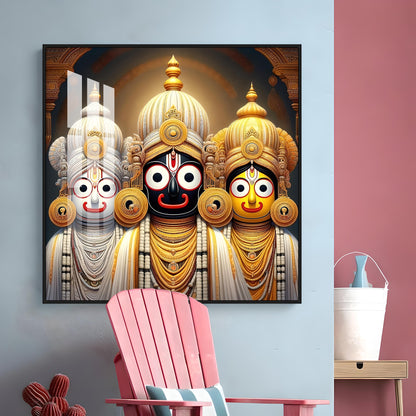 Lord Jagannath Balabhadra And Subhadra Premium Acrylic Square Wall Art