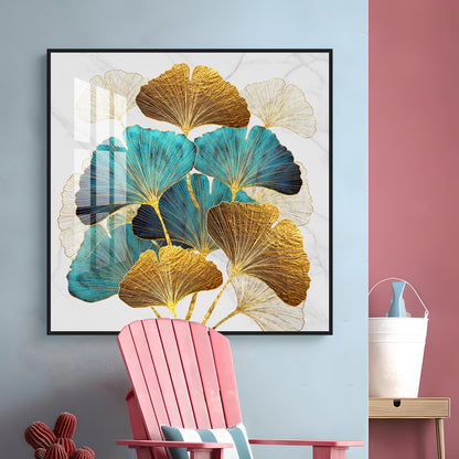 DIY Ginkgo Biloba Luxury Crystal Square Wall Art