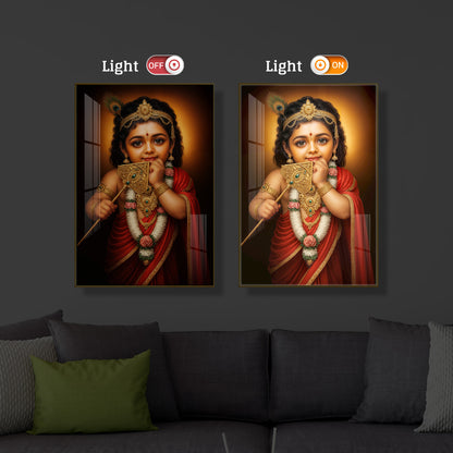 Little Murugan Ji Modern Luxury Backlight Vertical Wall Art