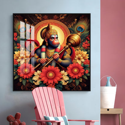 God Hanuman Premium Acrylic Square Wall Art