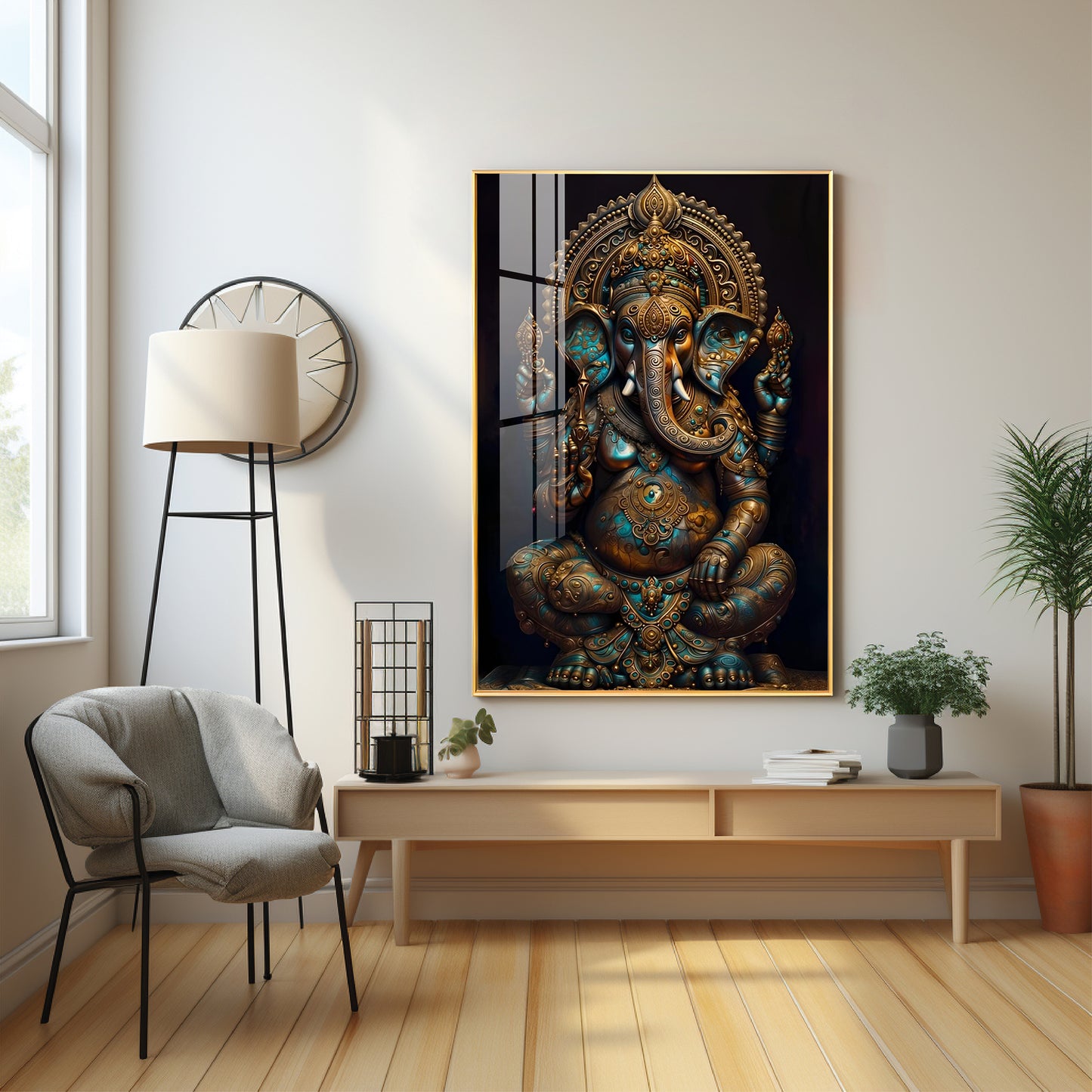 Lord Ganesha Premium Acrylic Vertical Wall Art