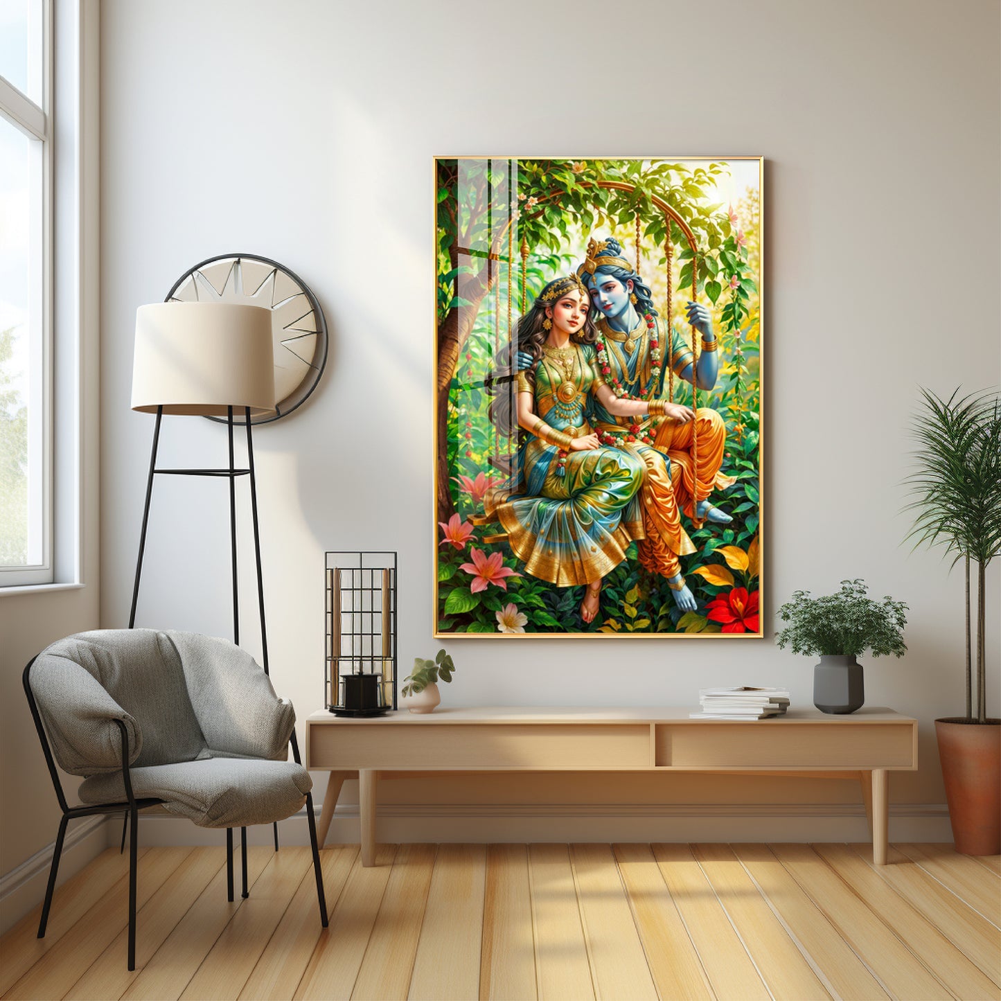 Shree Radha Krishna Premium Acrylic Vertical Wall Art