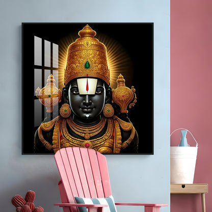 Ethereal Lord Venkateswara Swami Premium Acrylic Square Wall Art