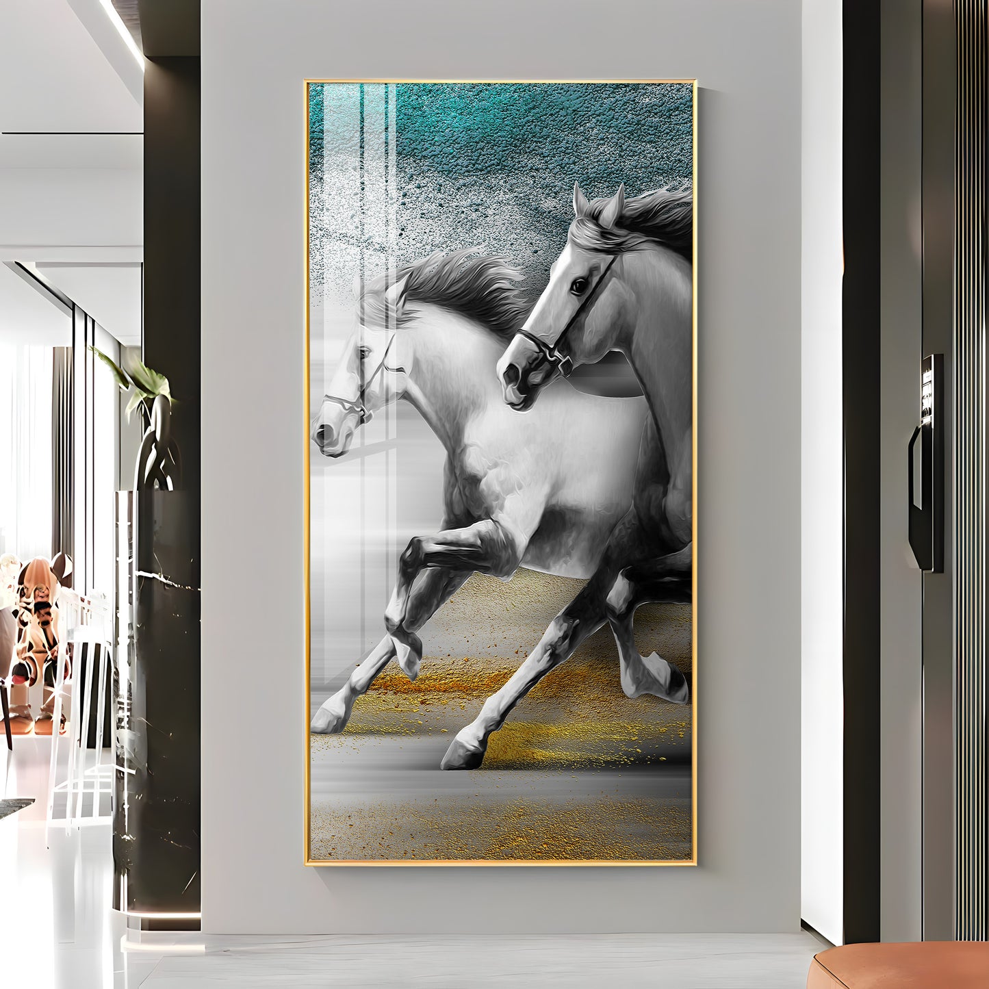 Arabian White Horse Premium Acrylic Vertical Wall Art