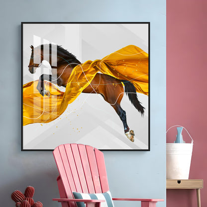 Galloping Horse Premium Square Wall Art