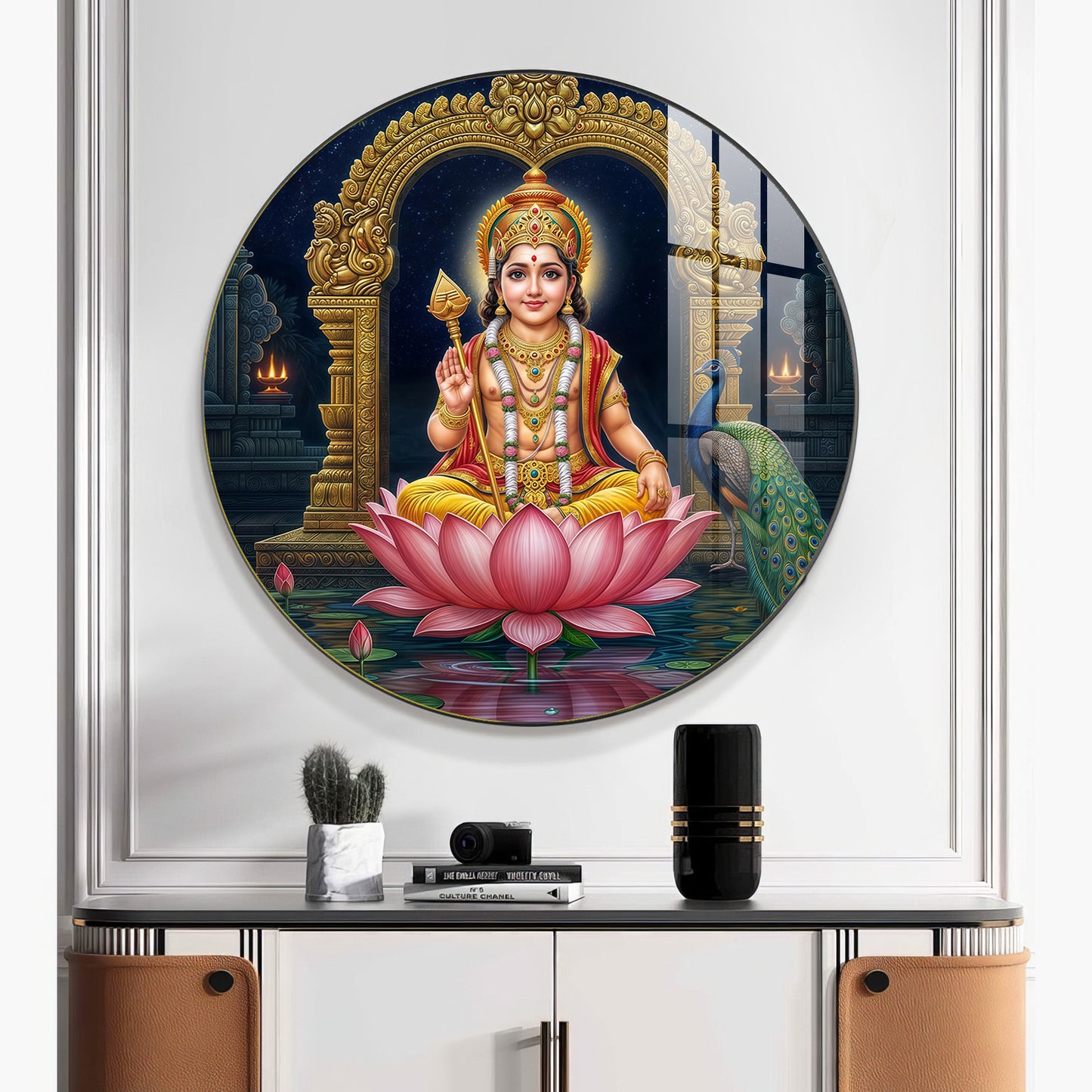 Goddess Laxmi Blessing Premium Acrylic Round Wall Art
