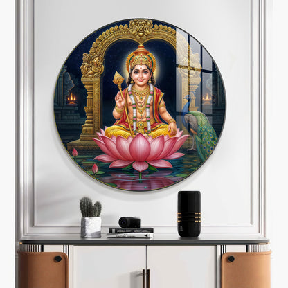 Goddess Laxmi Blessing Premium Acrylic Round Wall Art