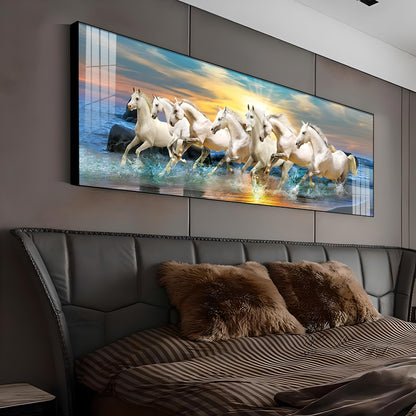 Seven Lucky Running Horses Premium Acrylic Horizontal Wall Art