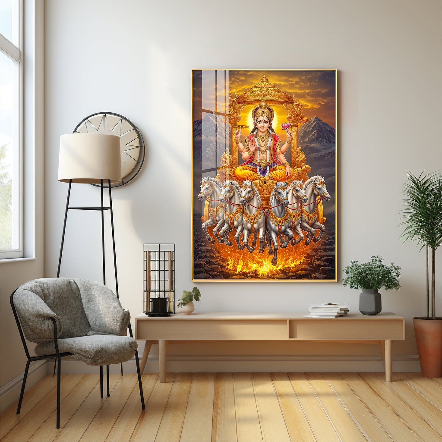 Divine Surya Dev Premium Acrylic Vertical Wall Art