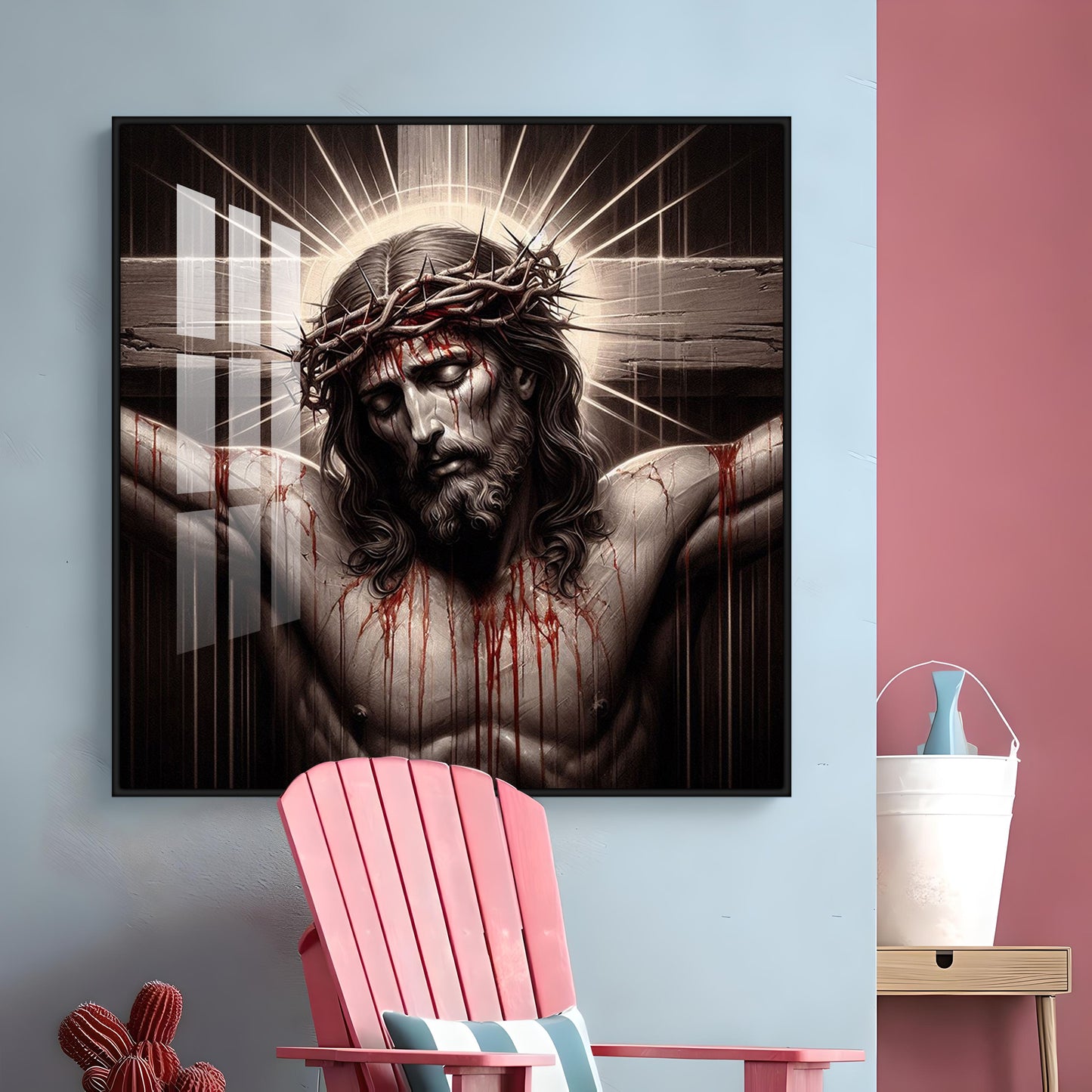 Jesus Crucified Premium Acrylic Square Wall Art