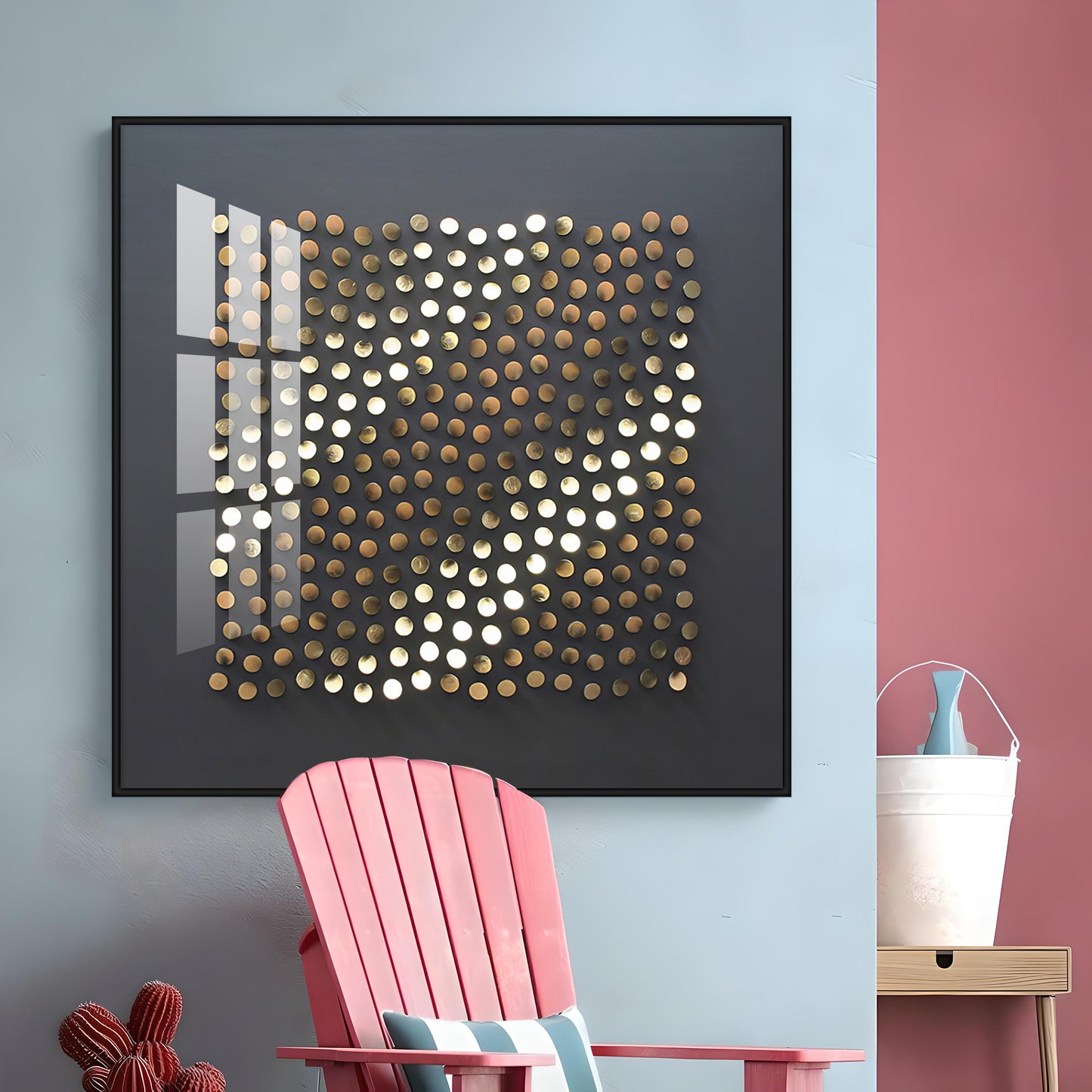 Golden Pebbles Premium Acrylic Square Wall Art